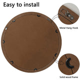 Rustic Round Wall Mirror, 23.62 Inches Wood Circle Mirror with Beads, Decorative Farmhouse Mirror W2295P246677
