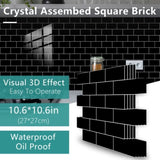 48 Pcs Black Design Glossy Peel And Stick Wall Tile, Transfer Self Adhesive Waterproof And Easy To 68751613