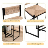 Honey Bar Stools Set of 2 Paper Rope Weave Dining Chairs with Back Hand Weave Stools for Kichen W1757138691