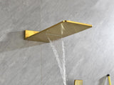 Wall Mounted Waterfall Rain Shower System With 3 Body Sprays & Handheld Shower W92858570