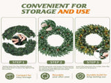 36" Snow-Tipped Pinecone Wreath, 200 PVC Tips, 70 Warm White LEDs with 8 Modes, Battery Box 34216235