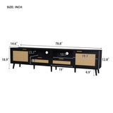 Rattan TV Stand for TVs up to 85'', Modern Farmhouse Media Console, Entertainment Center with Solid N710P263816B