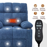 Blue Dual Motor Infinite Position Up to 350 LBS Chenille Power Lift Recliner Chair, Heavy Duty W3224P290205