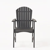Outdoor Weather Resistant Acacia Wood Adirondack Dining Chairs , Dark Gray Finish 64844.00DGRY