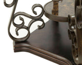 End table, Glass table top, MDF W/marble paper middle shelf, powder coat finish metal legs. W48720761