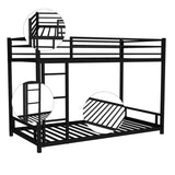 ZNTS Metal Twin over Twin Bunk Bed/ Heavy-duty Sturdy Metal/ Noise Reduced/ Safety Guardrail/No Box W1935P235012