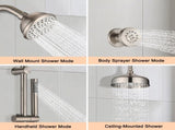 4-Spray Patterns Combo Rain Showerhead, with Body Jet Handshower in Brushed Nickel W1219P506571