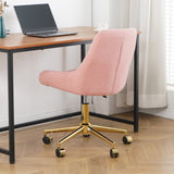 Modern teddy fleece fabric with gold legs living room furniture dining chair, soft and comfortable, W210127515