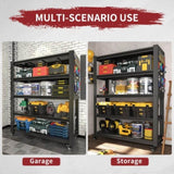 72"H 5 Tier Adjustable Shelving with Pegboard and Wheel, Heavy Duty Storage Shelves, Metal Shelving T2398P313256