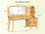 48" Fluted Makeup Vanity Desk with Large 32" Mirror, Modern Glass Top Big Vanity Table with 4 N704P420034N