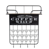 22.8x5.5x28.7" Black Floating Coffee Bar Shelf with Coffee Pod Holder, Hooks and Storage Shelf W2078P223138