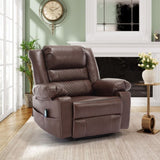 ZNTS Breathable Leather Massage Recliner Chair Manual Living Room Reclining Sofa W1403P156677