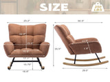 Teddy Fabric Wingback Glider Rocker with Side Storage Pocket, Soft Comfy Nursing Rocking Chair, 68696163