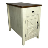 Farmhouse End Table with Charging Station,Night Stand with Barn Door and Drawer, Storage for Bedroom W1412P230407