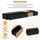 ON-TREND TV Stand with Faux Marble and Walnut Wood Grain Finish for TVs up to 88'', Modern WF320812AAB