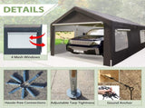 10x20 Heavy Duty Steel Canopy Tent with Roll-up Ventilated Windows, Garage Carport with Removable 83559031