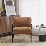 27.56" Modern Accent Chair with Plush Cushions, Minimalist Metal Frame, and Wooden Armrest Design N767P215306C