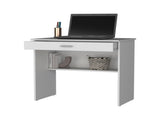 White Storage Desk with Drawer and Shelf B062P175188