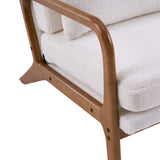 High Back Solid Wood Armrest Backrest Iron Frame Teddy Velvet Indoor Leisure Chair Off-White 78816412