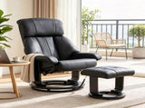 360&deg Swivel Massage Recliner Chair, 10-Point Vibration Footstool for Living Room, Black 06742104