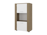 Hyder Bookcase with Upper and Lower Doors, Open Center Shelf and Vertical Design, Natural Oak / B097P474310