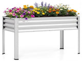 44" Elevated Raised Garden Bed with Drainage Holes, 32" Ergonomic Height Metal Planter - Silver 72247429