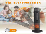 33" Tower Space Heater with 3D Flame, 1500W Portable Electric Heater with Thermostat, 60&deg 35471126