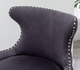 ZNTS Lindale Contemporary Velvet Upholstered Nailhead Trim Accent Chair, Gray T2574P164505