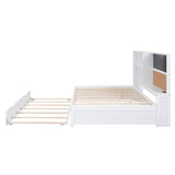 Full Size Daybed with Storage Shelves, Blackboard, Cork board, USB Ports and Twin Size Trundle, 90546744