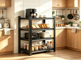 4-Tier Adjustable Metal Storage Shelving Unit, Black Heavy Duty Kitchen Organizer for Home Space 03288309
