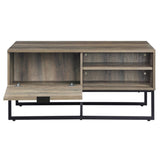 Rustic Oak and Black Coffee Table with Open Storage B062P185649