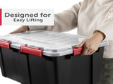 (2 pack) 13.5 Gallon WaterProof Plastic Storage Bin with Lid, Gasket Seal and Durable Latches, Black 25621440