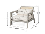 Outdoor Acacia Wood Patio Club Chair, Patio Furniture,Waterproof Thick Cushion Deep Seating for N780P171149G