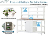 66" Large Outdoor Farmhouse Wooden Potting Bench Table, Garden Workstation with 2 Drawers, WF300211AAK