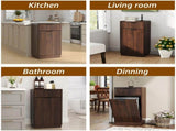 10-Gallon Woodgrain Tilt-Out Trash Can Cabinet Wooden Garbage Recycling Cabinet with Wave-Textured 46943397