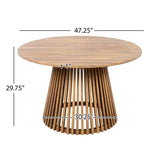 Outdoor Acacia Wood Patio Dining Table, 47.25-inch extra-large round dining table,for Backyard, N770P313798L