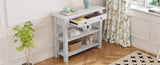 ZNTS TREXM Retro Console Table with Drawer and Two Sturdy Shelves for Entryway, Living Room N715P195561K