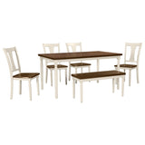 ZNTS Classic 6-Piece Dining Set Wooden Table and 4 Chairs with Bench for Kitchen Dining Room 74189372