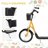 Youth Scooter with Adjustable Handlebars and plastic basket 16" Inflatable Rubber Tires -Orange 53076572