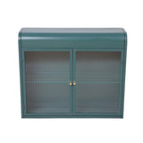 Army Green 2-Door Wall-Mounted Metal Storage Cabinet with Tempered Glass Doors & Shelves for W3122P272930