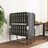 75" x 38" Twin Folding Bed with 3.7" Memory Foam Mattress, Portable Foldable Extra Bed, Rollaway Bed T2398P290413