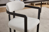 Modern Dining Room Chairs Set of 2, Mid-Century Upholstered Boucle Kitchen Dining Chairs with Black W3244P337430