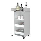Lusk Bar Cart with 2-Bottle Holder Shelf, Glass Door and Casters B128P176151