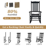 ZNTS 68.5*86*115CM Square Wooden Rocking Chair Wavy Backboard Black 40856754