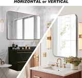 30x40 Inch Silver Metal Framed Rectangular Rectangular Bathrrom Mirror for Wall. W2203P303038