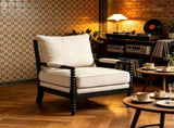 Rubber Wood Accent Chair, Upholstered Fabric Leisure Chair with High-Resilience Sponge, Modern W5599P538248