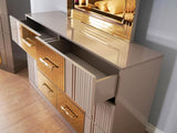 Gold Detailed Dresser made with Wood in Gray B00957544