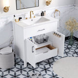 30-Inch Bathroom Vanity with Ceramic Sink and Ample Storage - The Perfect Choice for Small Bathrooms WF530809AAK