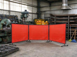 6x6 ft 3-Panel Welding Screen, Flame-Resistant Vinyl Welding Curtain with Frame & 12 Swivel Wheels 15587588