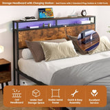 ZNTS Industrial Full Bed Frame with LED Lights and 2 USB Ports, Bed Frame Full Size with Storage, Noise W1935123362